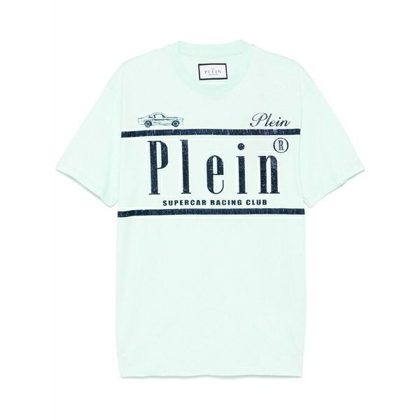 フィリップ飾り気のない メンズ ティーシャツ トップス Rhinestone-logo t-shirt Green