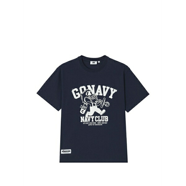 黒茶 メンズ ティーシャツ トップス Graphic-print logo-patch t-shirt Blue