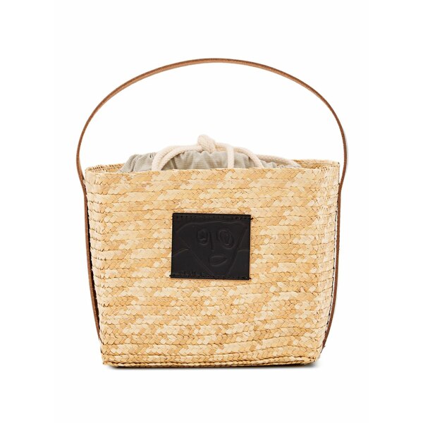 プランシー レディース トートバッグ 御徒面子 Woven-raffia tote bag Neutrals