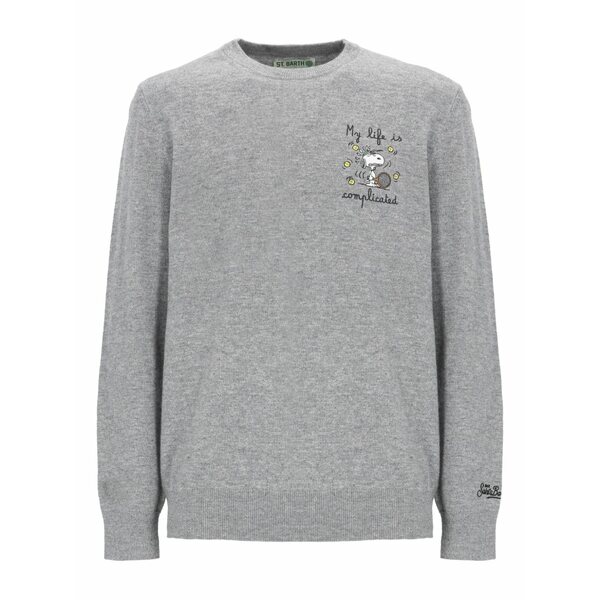 エムシーツーセイントバース メンズ 編み物\u0026スウェーター アウター X peanuts snoopy embroidered sweater Grey