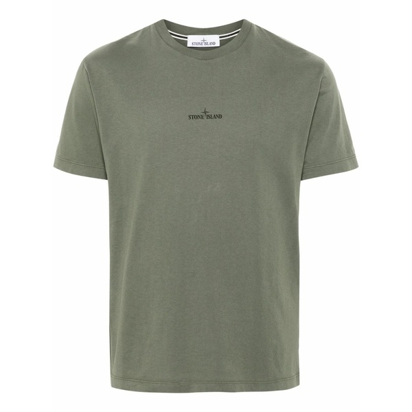 ストーンアイランド メンズ ティーシャツ トップス Compass-motif cotton t-shirt Green