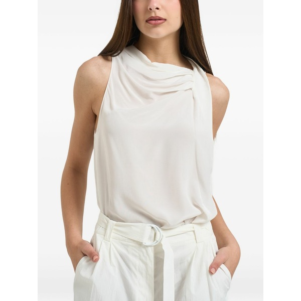 パトリツィア ペペ レディース プルオーバー トップス Draped sleeveless blouse White