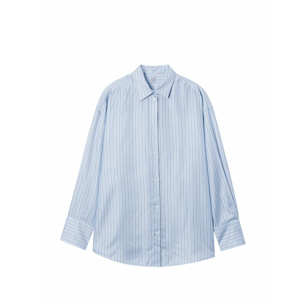 トーテム レディース プルオーバー トップス Striped buttoned shirt Blue