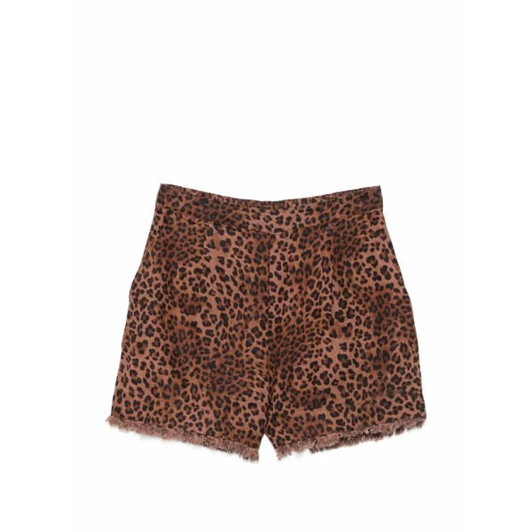 エムシーツーセイントバース レディース 心地よいズボン下 ボトムス Amani leopard-print frayed shorts Brown