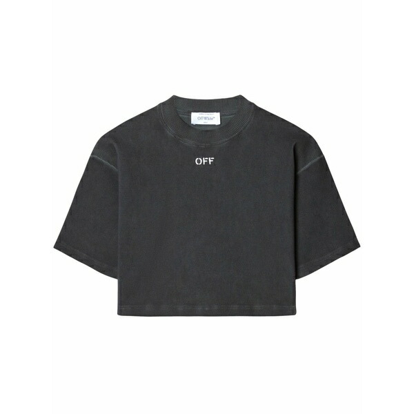 象牙色 レディース ティーシャツ トップス Logo-embroidered t-shirt  Grey