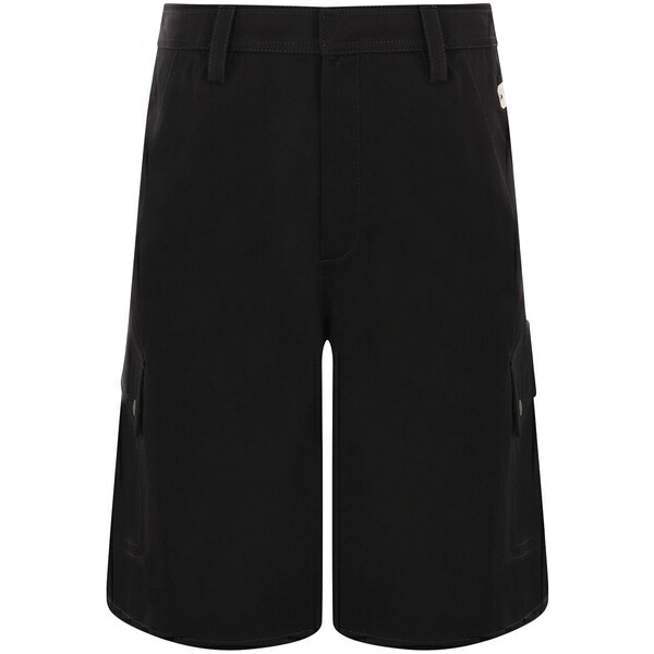 象牙色 メンズ 心地好いズボン下 ボトムス Logo-embroidered cargo shorts Black