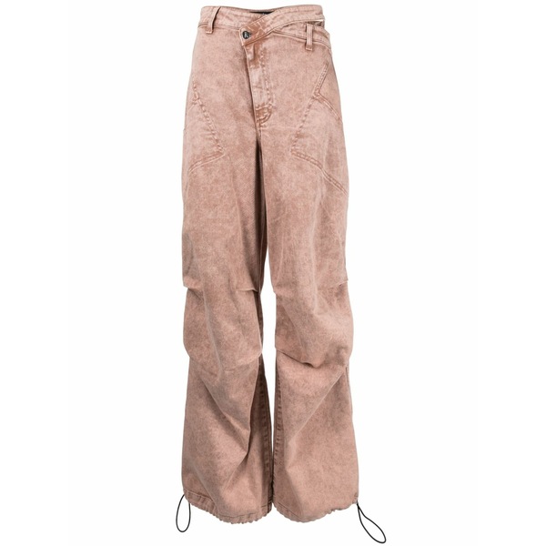アンドレダモ レディース ジーンズズボン下 ボトムス Asymmetric-waistband wide-leg jeans  Pink
