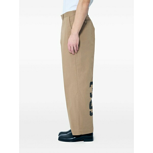 ヒューマン御手伝いさん メンズ 心地好いズボン下 ボトムス Logo-print trousers Brown