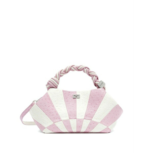 ガニー レディース ショルダーバッグ 御徒面子 Bou striped leather shoulder bag Pink
