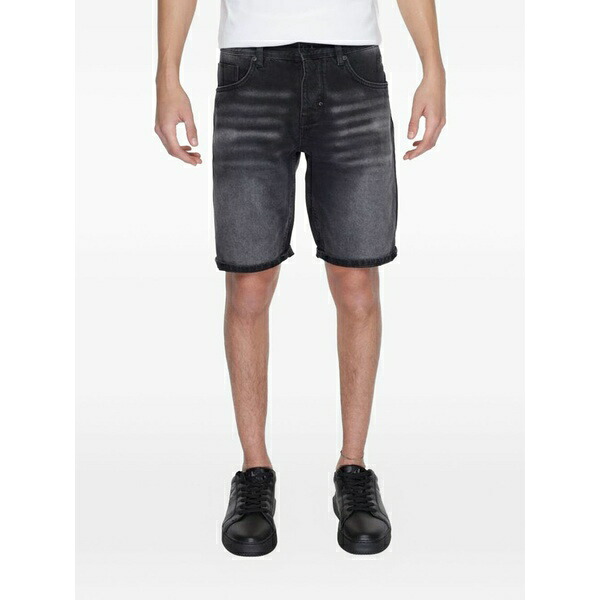 アンソニーモラート メンズ 心地よいズボン下 ボトムス Faded-wash denim shorts Grey