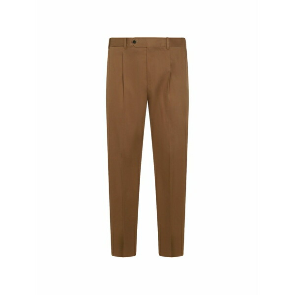 PTトリノ メンズ 心地好いズボン下 ボトムス Button-fastening pleated cotton trousers Brown