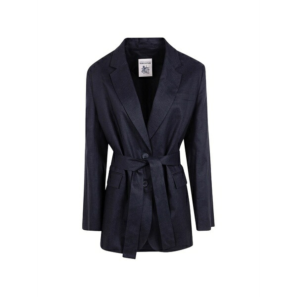 セミクチュール レディース 上衣＆上衣 アウター Belted single-breasted blazer Black