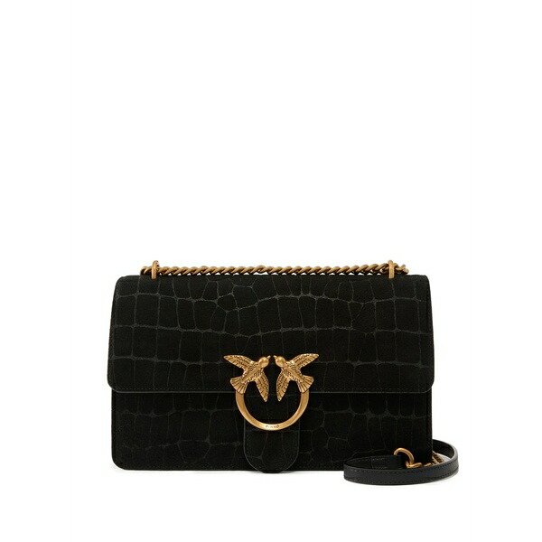 ピンコ レディース ショルダーバッグ 御徒面子 Medium love one chain leather crossbody bag Black
