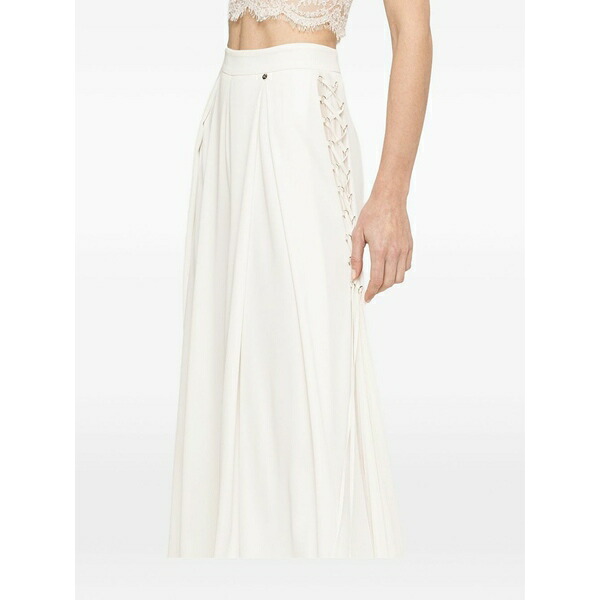 ニッサ レディース 心地よいズボン下 ボトムス Lace-up palazzo pants White