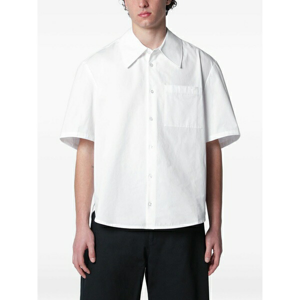 空想科学小説アール メンズ プルオーバー トップス Pocket short-sleeve shirt White