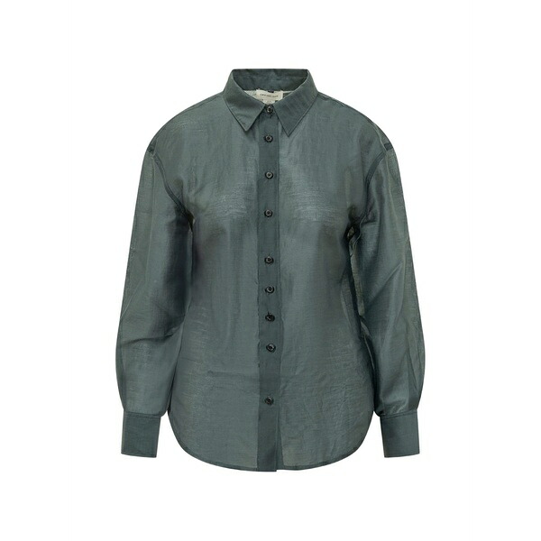 カルバンクライン レディース シャツ トップス Twist-detail cut-out blouse Green｜asty