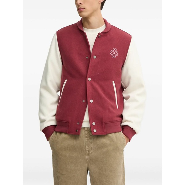 ベネトン  メンズ 上衣＆上衣 アウター Embroidered buttoned jacket Red