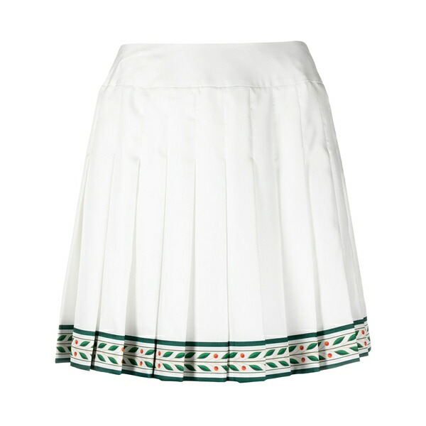 カサブランカ レディース スコート ボトムス Laurel pleated silk miniskirt White