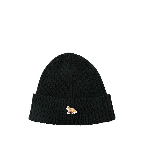 住み家 稲荷 メンズ 鳥打ち帽 付属物 Logo-patch beanie Black