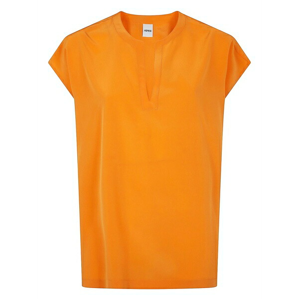 アスペジ レディース ティーシャツ トップス Silk t-shirt  Orange