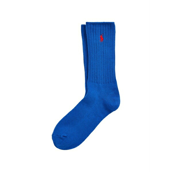 ラルフローレン メンズ ソックス アンダー御召しもの Ribbed logo socks Blue