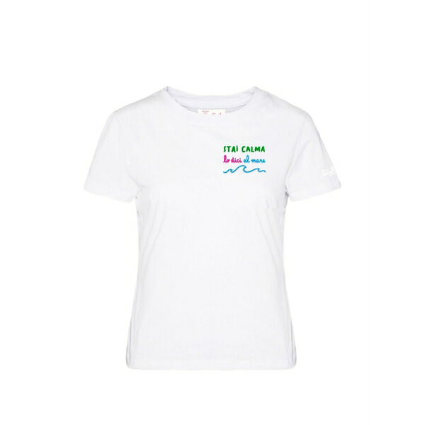 エムシーツーセイントバース レディース ティーシャツ トップス Emilie chest-lettering t-shirt White