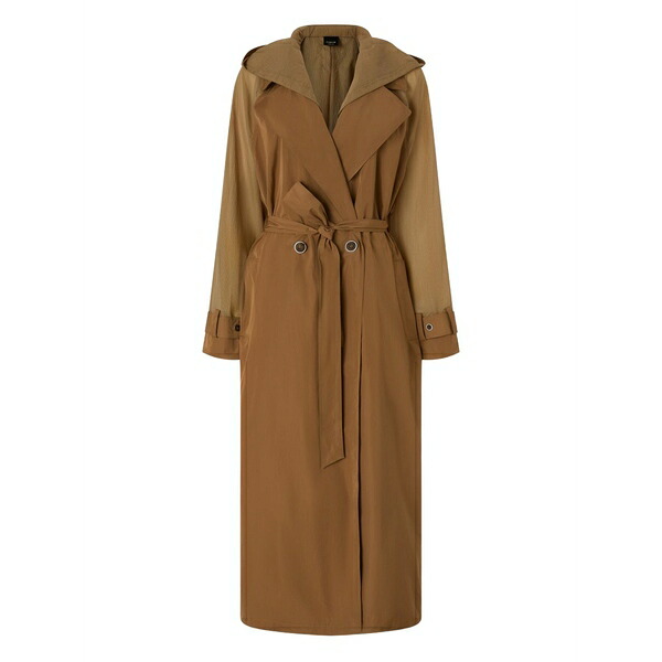 ピンコ レディース 厚地の外套 アウター Hooded belted coat Brown