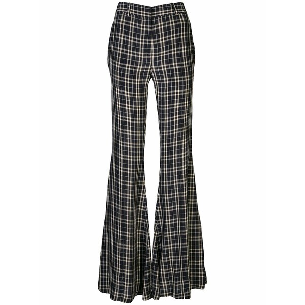 紙凧 レディース 心地よいズボン下 ボトムス Stockard check flared trousers Blue