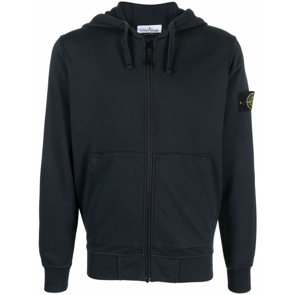 ストーンアイランド メンズ パーカー・スウェットシャツ アウター Compass-patch zip-up hoodie Blue｜asty