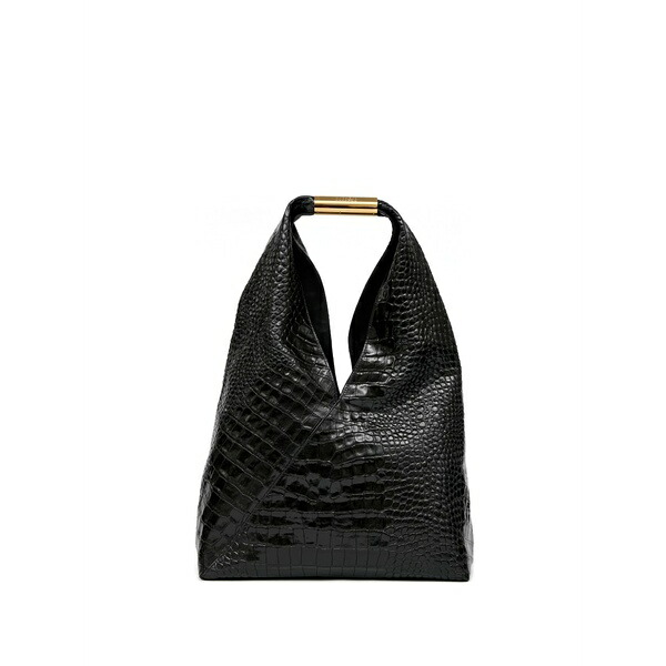 マルタンマルジェラ レディース ショルダーバッグ 御徒面子 Crocodile-embossed shoulder bag Black