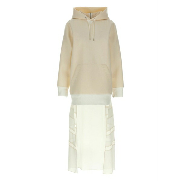 サカイ レディース 衣裳 トップス Hoodie mini dress Neutrals