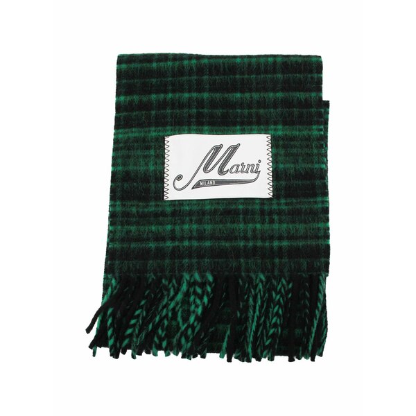 マルニ メンズ えり巻き・袈裟・えり巻き 付属物 Check-pattern fringed scarf Green