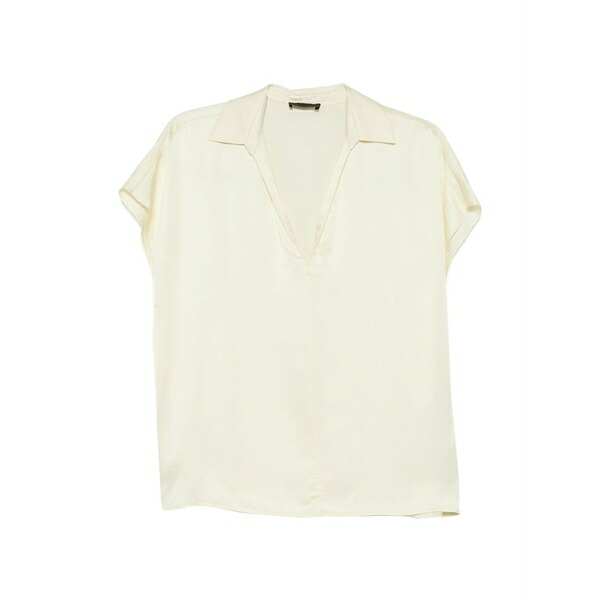 リュージョー レディース シャツ トップス V-neck short-sleeve blouse Neutrals｜asty