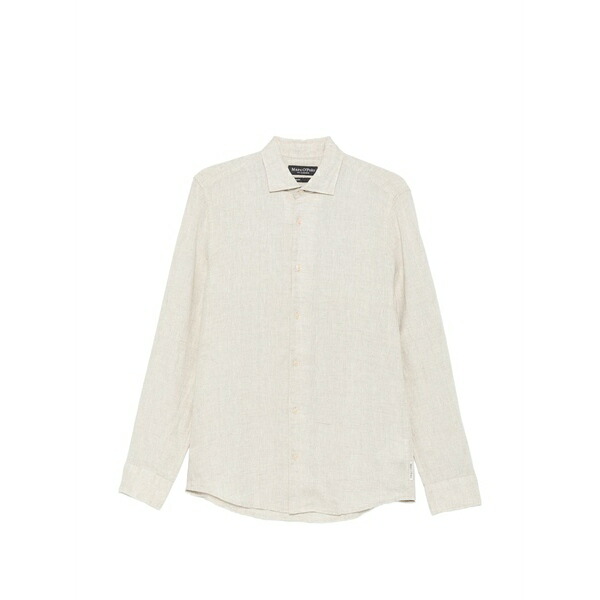 マルコポーロ メンズ シャツ トップス Button-down long-sleeve shirt Neutrals|asty