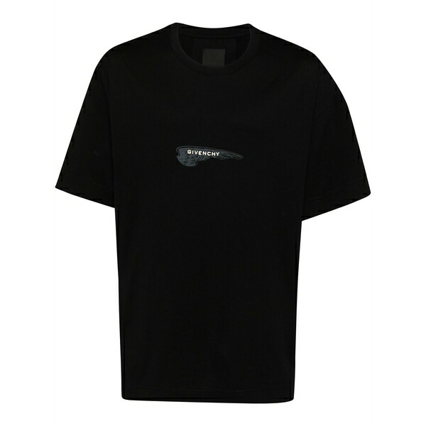 ジバンシー メンズ ティーシャツ トップス Logo-embroidered wings-print t-shirt Black