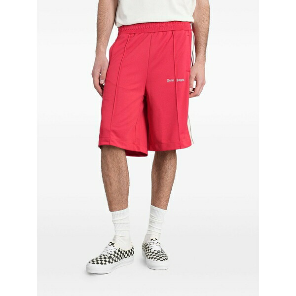 パーム・エンジェルス メンズ 心地好いズボン下 ボトムス Logo-print side-stripe shorts Red