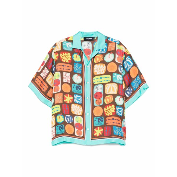 ディースクエアード メンズ プルオーバー トップス Printed shirt Brown