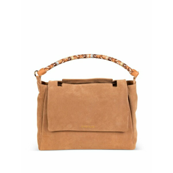 オルチアーニ レディース ショルダーバッグ 御徒面子 Sveva embroidered-handle suede shoulder bag Neutrals