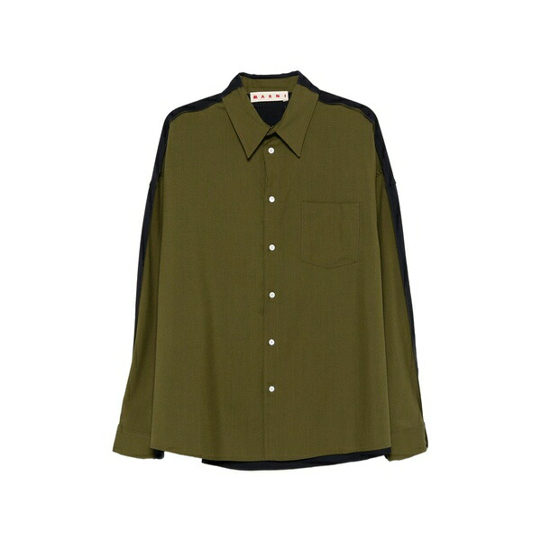 マルニ メンズ シャツ トップス Pocket colour-block shirt Green|asty