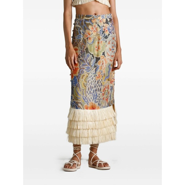 イクシア レディース スコート ボトムス Casablanca floral-print MIDI skirt Blue