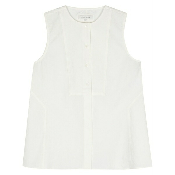 棲み家 狐狸 レディース プルオーバー トップス Crinkled sleeveless shirt White