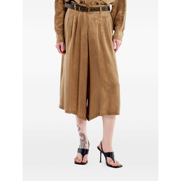 ヴィコロ レディース 心地好いズボン下 ボトムス Pleated wide-leg shorts Black