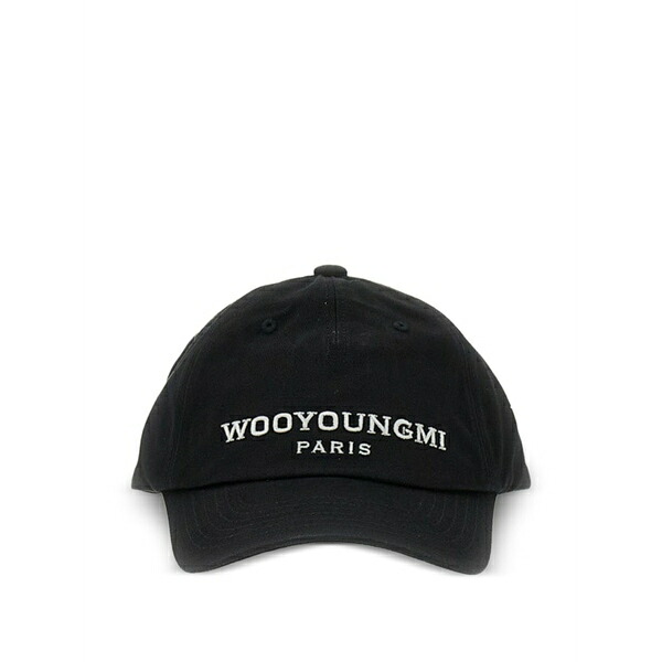ウーヨンミ メンズ 帽子 アクセサリー Embroidered-logo baseball cap Black|asty