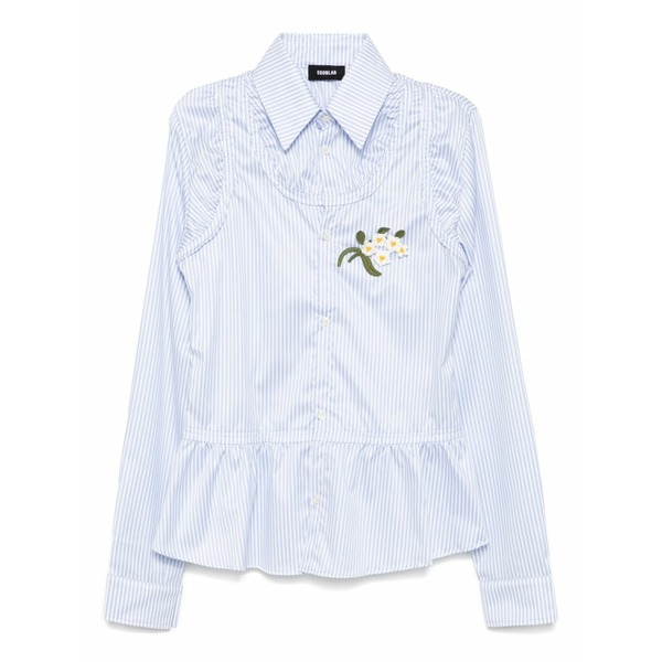 エゴンラボ メンズ プルオーバー トップス Striped cotton shirt Blue