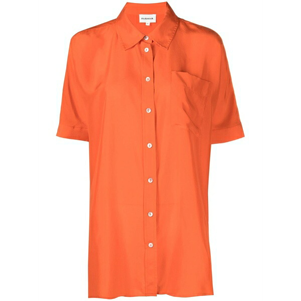 パロッシュ レディース プルオーバー トップス Short-sleeve silk shirt Orange