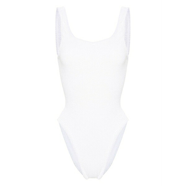 フンザ・ジー レディース 衣裳 トップス Crinkled-effect open-back swimsuit White