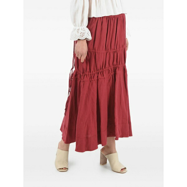 ブロック コレクション レディース スカート ボトムス Drawstrings maxi skirt Red｜asty