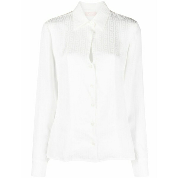 リュージョー レディース ティーシャツ トップス Monogram-jacquard long-sleeve satin shirt White