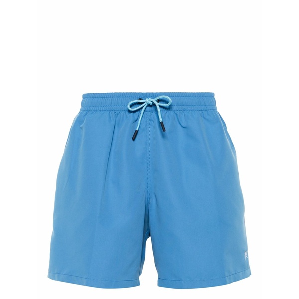 ハケット メンズ 心地好いズボン下 ボトムス Motif-embroidered swim shorts Blue