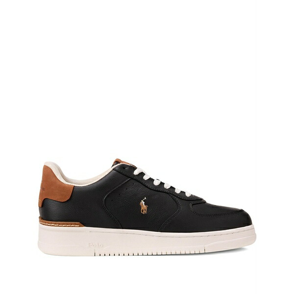 ラルフローレン メンズ スニーカー シューズ Logo-detail leather sneakers Black